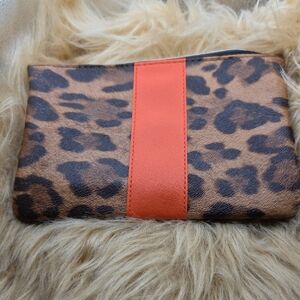 Ipsy Leopard Print Clutch with Orange Accent